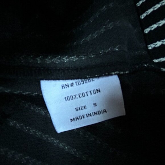 Tulip Women Textured Striped Button Up Blouse Shirt Top Small Black White Casual - Picture 4 of 8